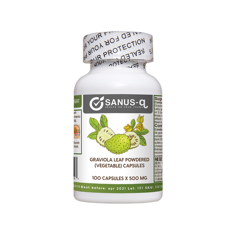 Cápsulas de hojas pulverizadas de guanábana (vegetal) - 500 mg | SANUS-q